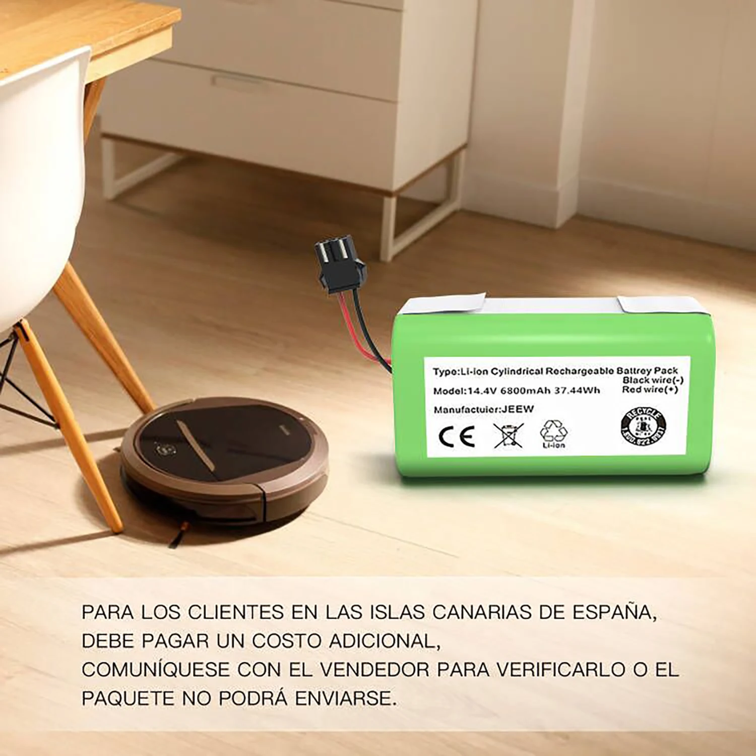 Batteria Agli Ioni Di Litio 4 S1P 14.4V 6800Mah Per Conga Excellence 990 1090 Ecovacs Deebot N79S N79 Dn622 Eufy Robovac 11 11 11S 12 35C X500