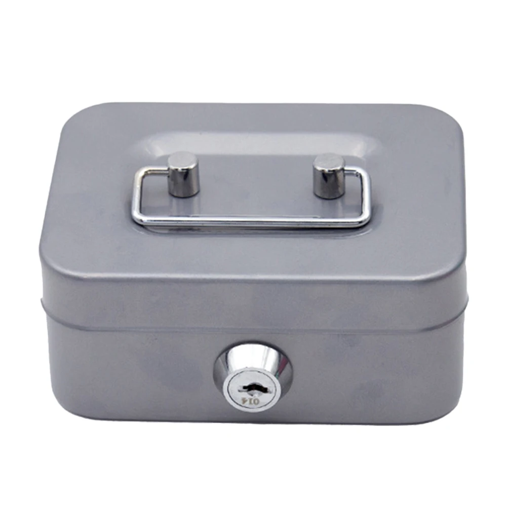 Contenitore portamonete in metallo con serratura a chiave, dimensioni 4,53x3,78x2,28 pollici, piccolo organizer per denaro, ideale per adulti e bambini._voghion.com
