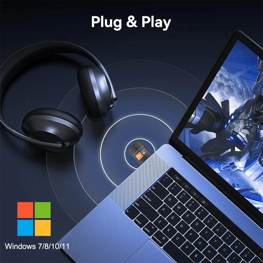 600Mbps WiFi USB 어댑터 듀얼 밴드 2.4G/5Ghz WiFi 5 무선 WiFi 수신기 USB 2.0 동글 네트워크 카드 PC/노트북용