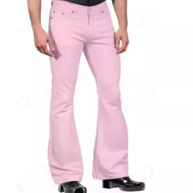 2024 Amazon Men's Casual Vintage Bell-bottom Pants Fashionable Male Straight Leg Pants Loose Fit High Waist Elastic 1