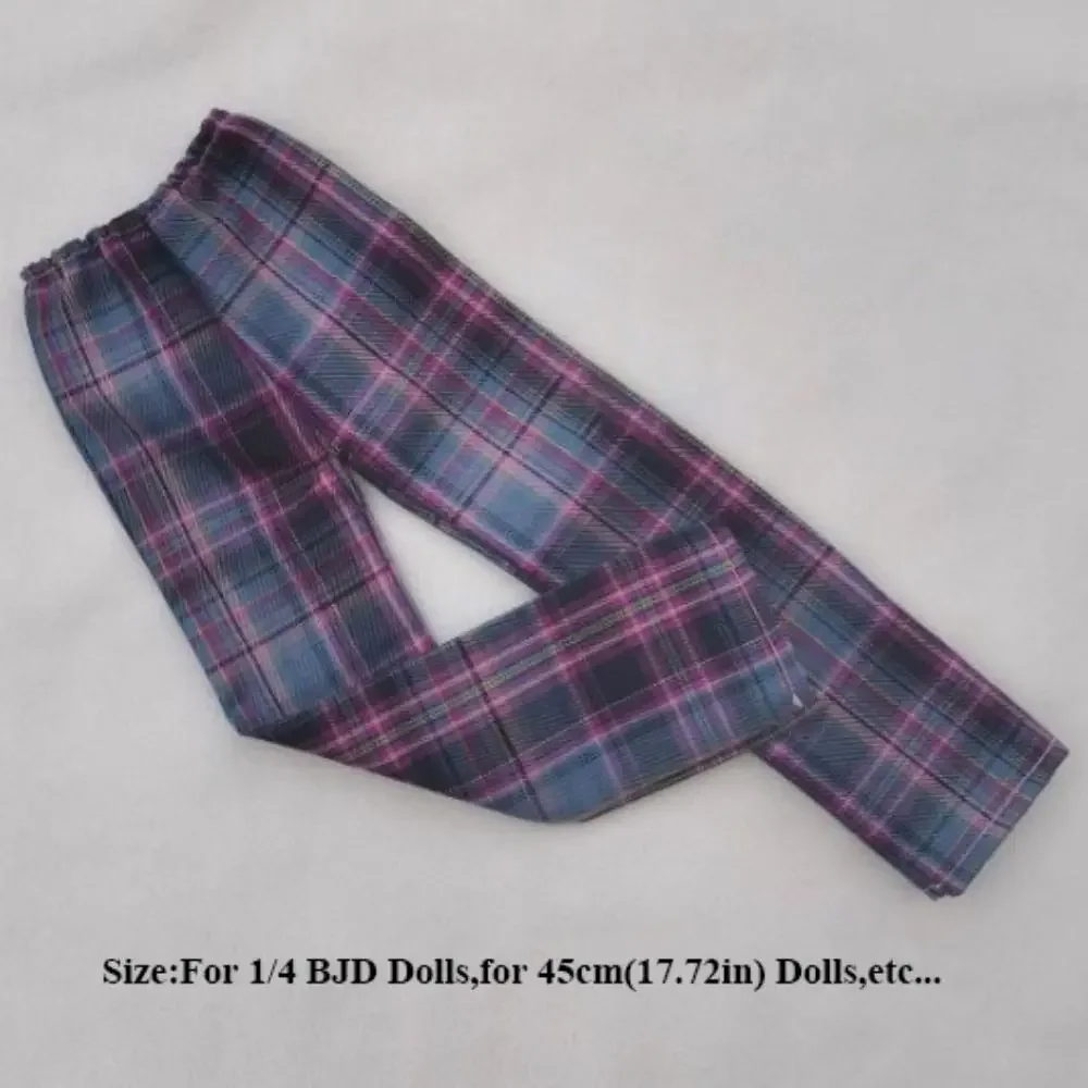 Cotton Plaid Pants for 1/4 BJD Dolls Casual Wear