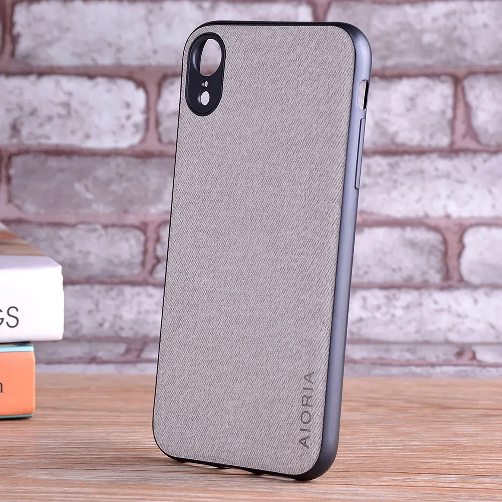 Luxury Textile Leather Skin Soft TPU Hard PC Phone Case Cover