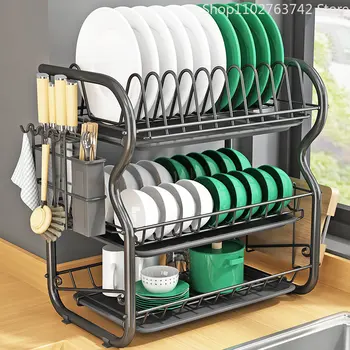 Stainless Steel Drying Rack Bowl Dish Draining Shelf  Kitchen Organizer