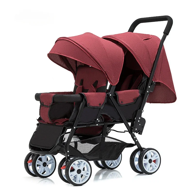 Twins Stroller Foldable Children's Stroller Lightweight Double for Babies Detachable Baby Can Sit or Lie Down