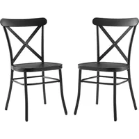 Camille Metal X Back Café Dining Chairs Set of 2, Matte Black 1
