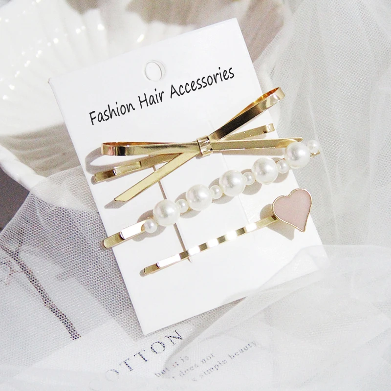 3/4/5 Pcs/Set Pearl Metal Hair Clips for Women Sweet Simple Geometric Hairpin Barrettes Girl Hair Accessories Fashion Jewelry