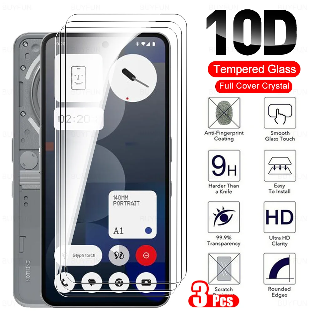 3 قطعة غطاء كامل الزجاج ل لا شيء الهاتف (3a) برو ح...