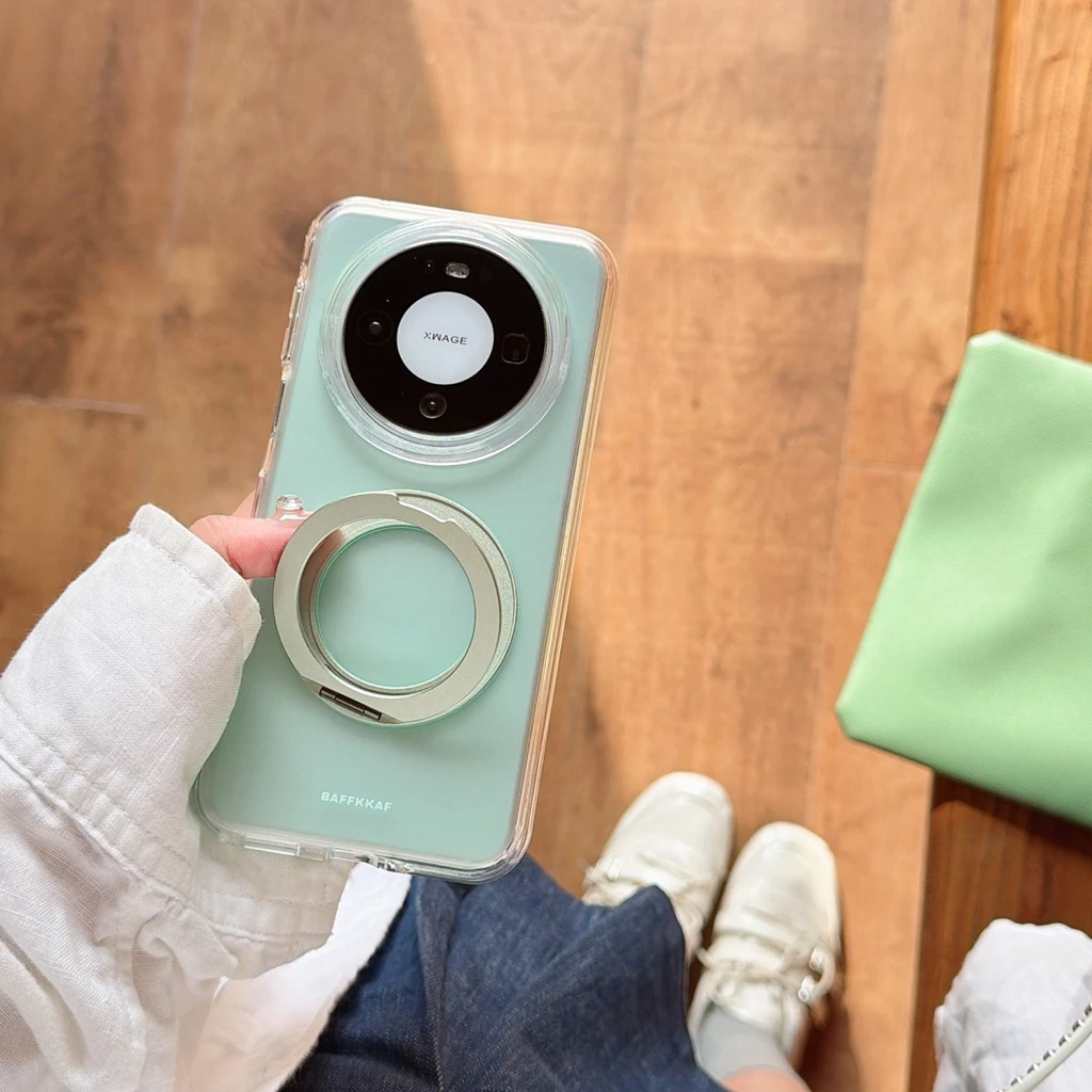 Enhanced Eco-Friendly Semi-Transparent Protective Phone Case with 360° Rotating Holder