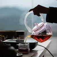 Bouilloire en verre au design original, résistante aux hautes températures, pour usage domestique, compatible avec les plaques chauffantes électriques en céramique 1