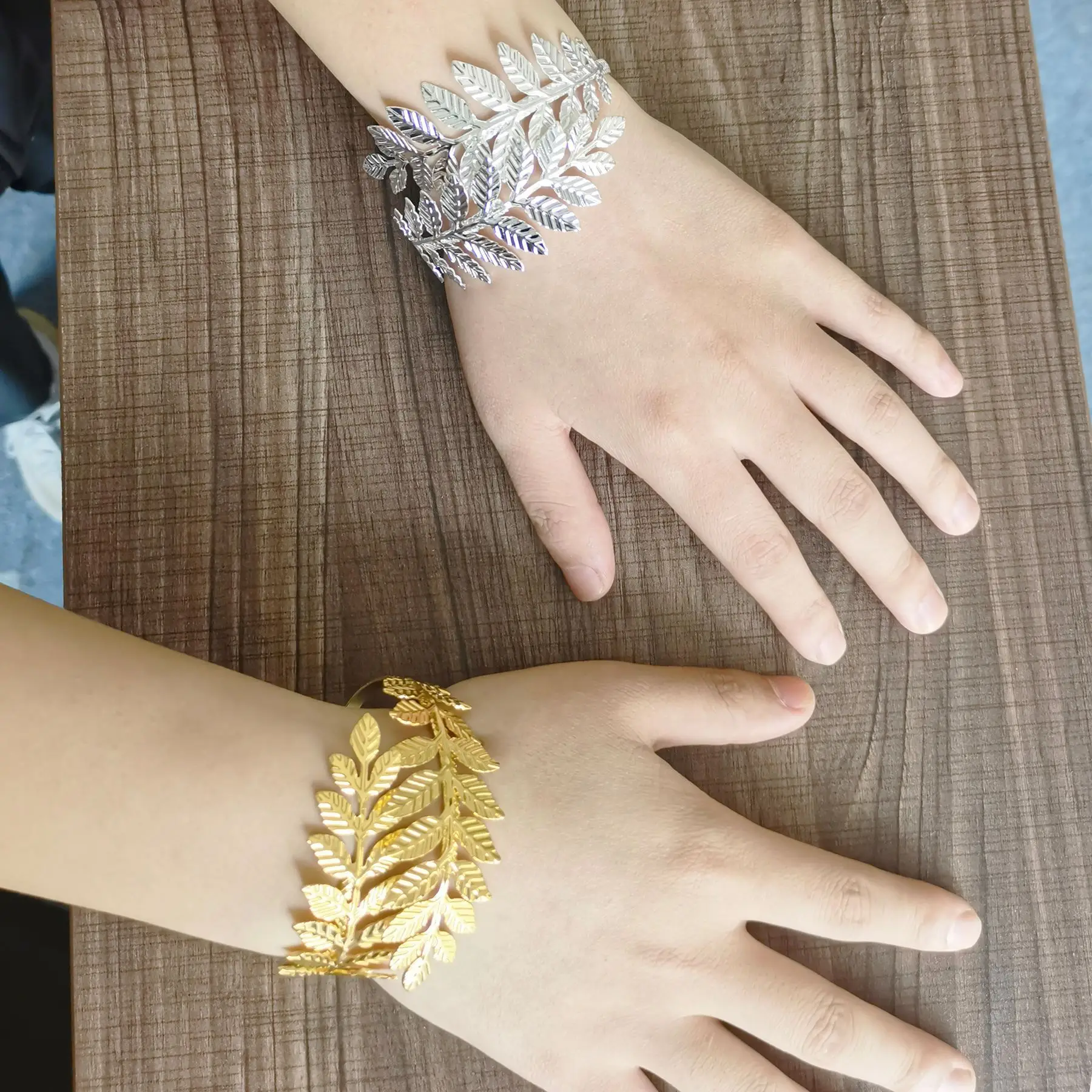 Gold Color Leaf Swirl Cuffs Bracelet For Women Men Ancient Greek Bijoux Femme Bangles Bohemian Beach Holiday Punk Hand Jewelry