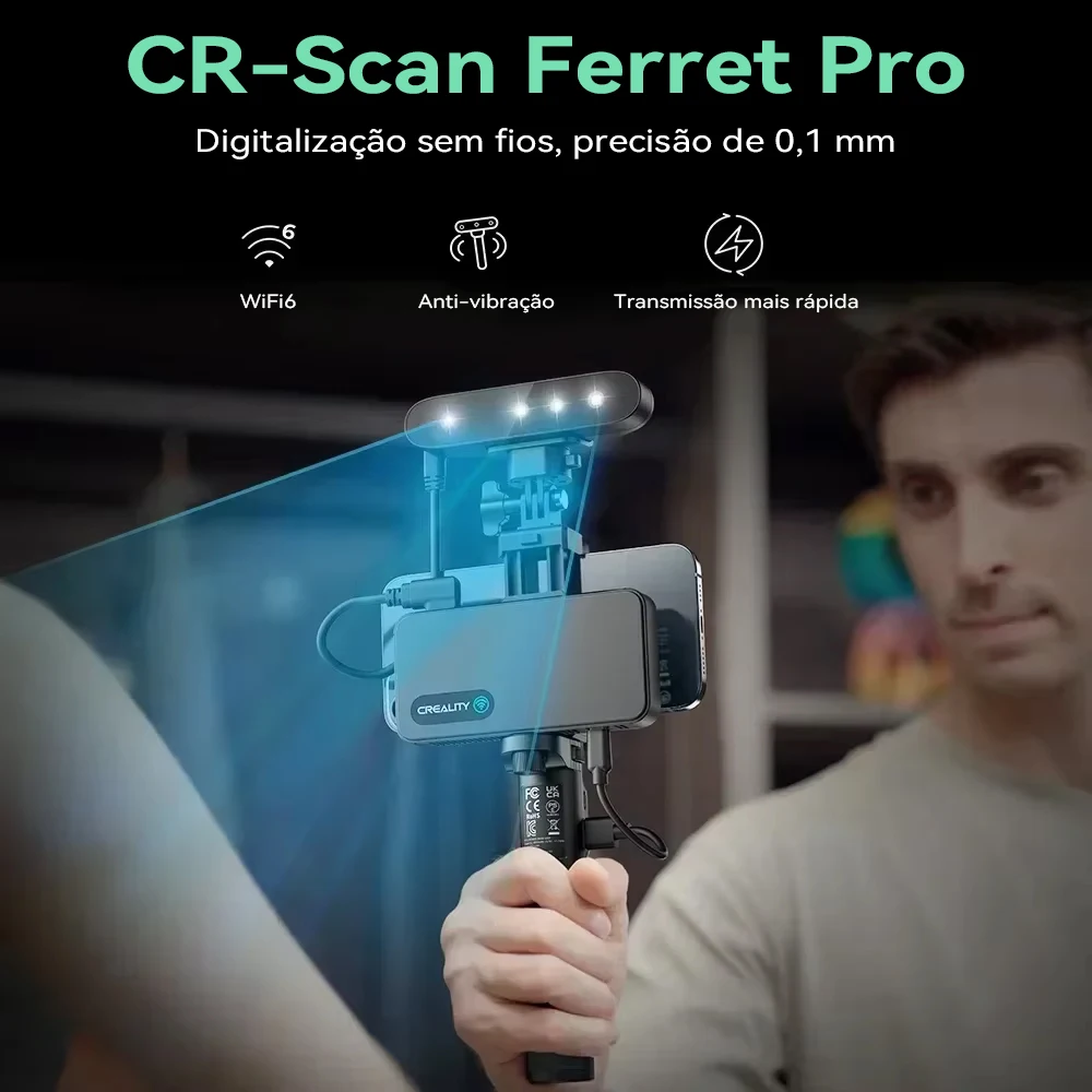 3D scanner Creality CR-Scan Ferret Pro WiFi Portable Handheld Anti-shake Tracking 0.1mm Accuracy Wireless for iOS Android