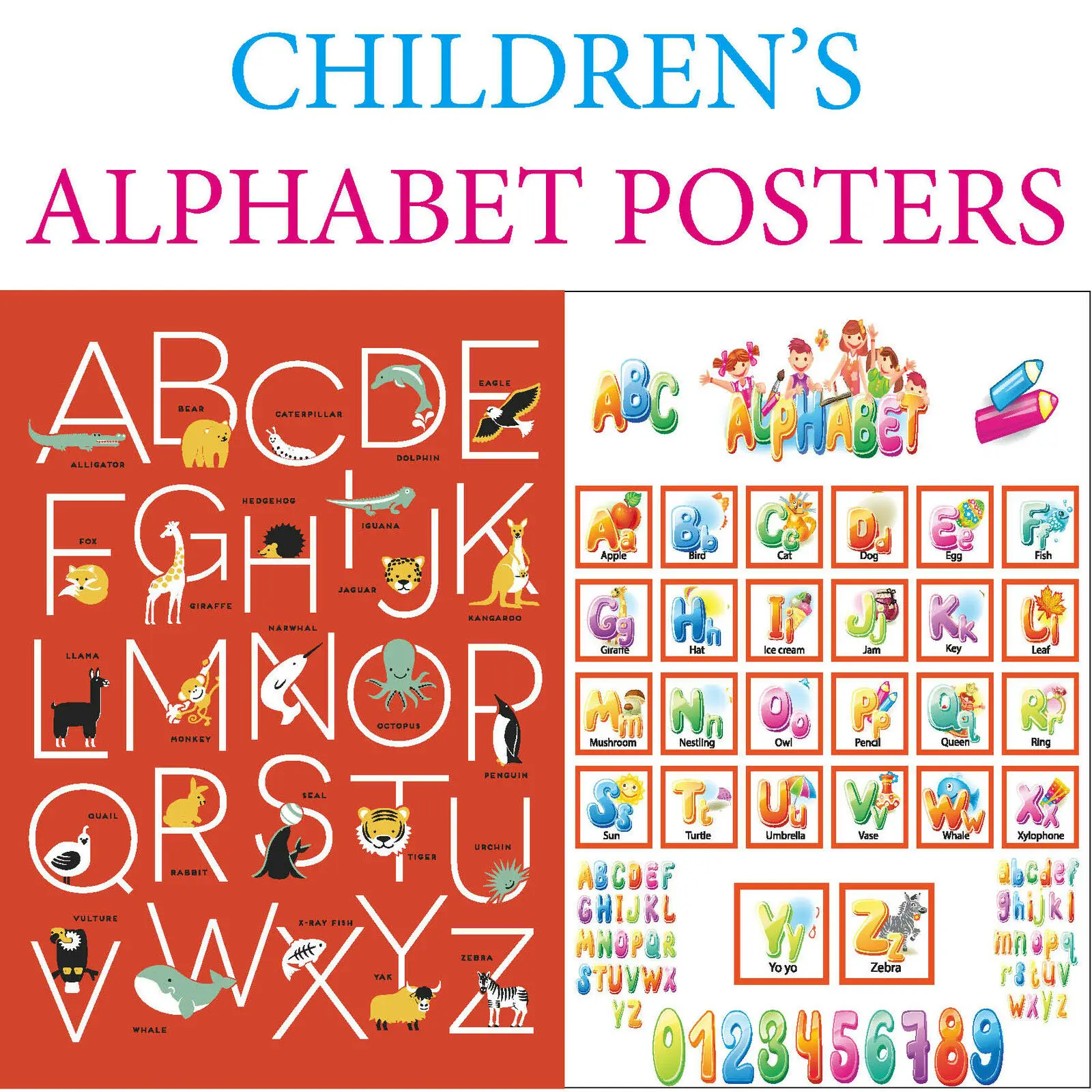 

15style Choose ALPHABET EDUCATIONAL PICTURE Art Film Print Silk Poster for Your Home Wall Decor 24x36inch