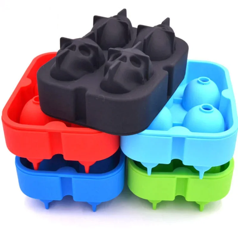 3D Skull Silicone Mold Ice Cube Tray Mould Ice Cube Maker Ball Mold Whiskey Wine Cocktail Ball