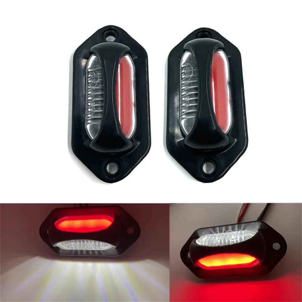 

2 Pcs Truck License Plate Light Side Marker Lamp Car Turn Signal Light Dual Color Trailer Warning Light White Red Tail Lamp