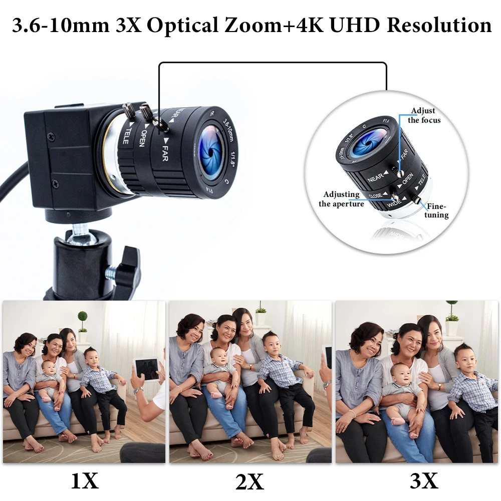 8MP 3.6-10mm C/CS Mount Lens 1/1.8" Format F1.4 Aperture Varifocal CS Industrial