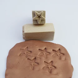 Enhanced Pattern Stamps for Clay - Cute Flower, Leaf, Animal Texture Emboss Seal - Wooden Block Pottery and Ceramic Craft Tool (STAR)