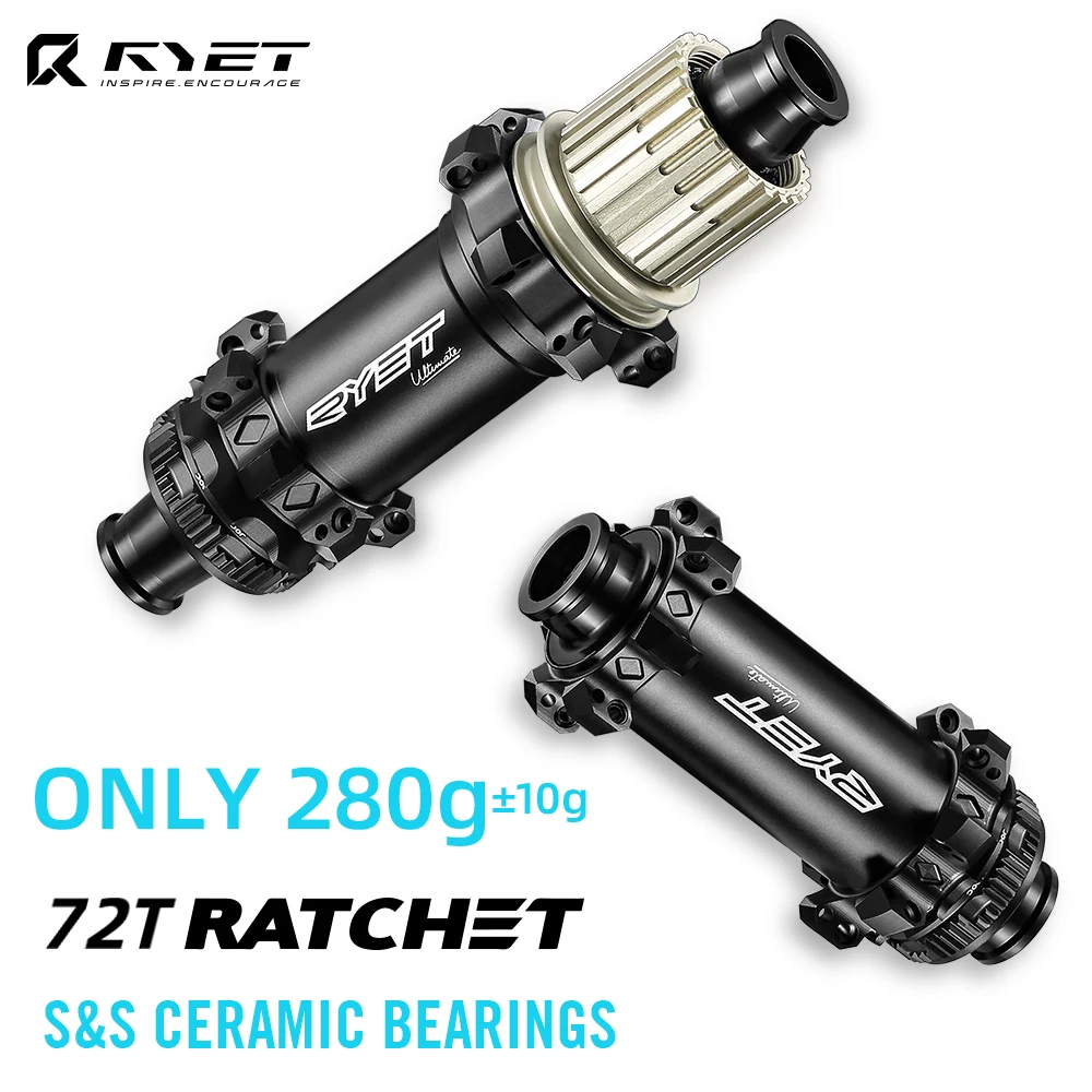 Ryet MTB Hubs Super Light 280g 72T Rachet Hub Ceramic Bearing Mountain Bike Disc Brake Bicycle Hubsets Cycling Accessories