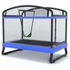 6FT Kids Trampoline with Horizontal Bar & Swing Rectangle Toddler Trampoline with Safety Net Outdoor/Indoor Trampoline for Kids 1