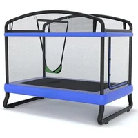 6FT Kids Trampoline with Horizontal Bar & Swing Rectangle Toddler Trampoline with Safety Net Outdoor/Indoor Trampoline for Kids 1