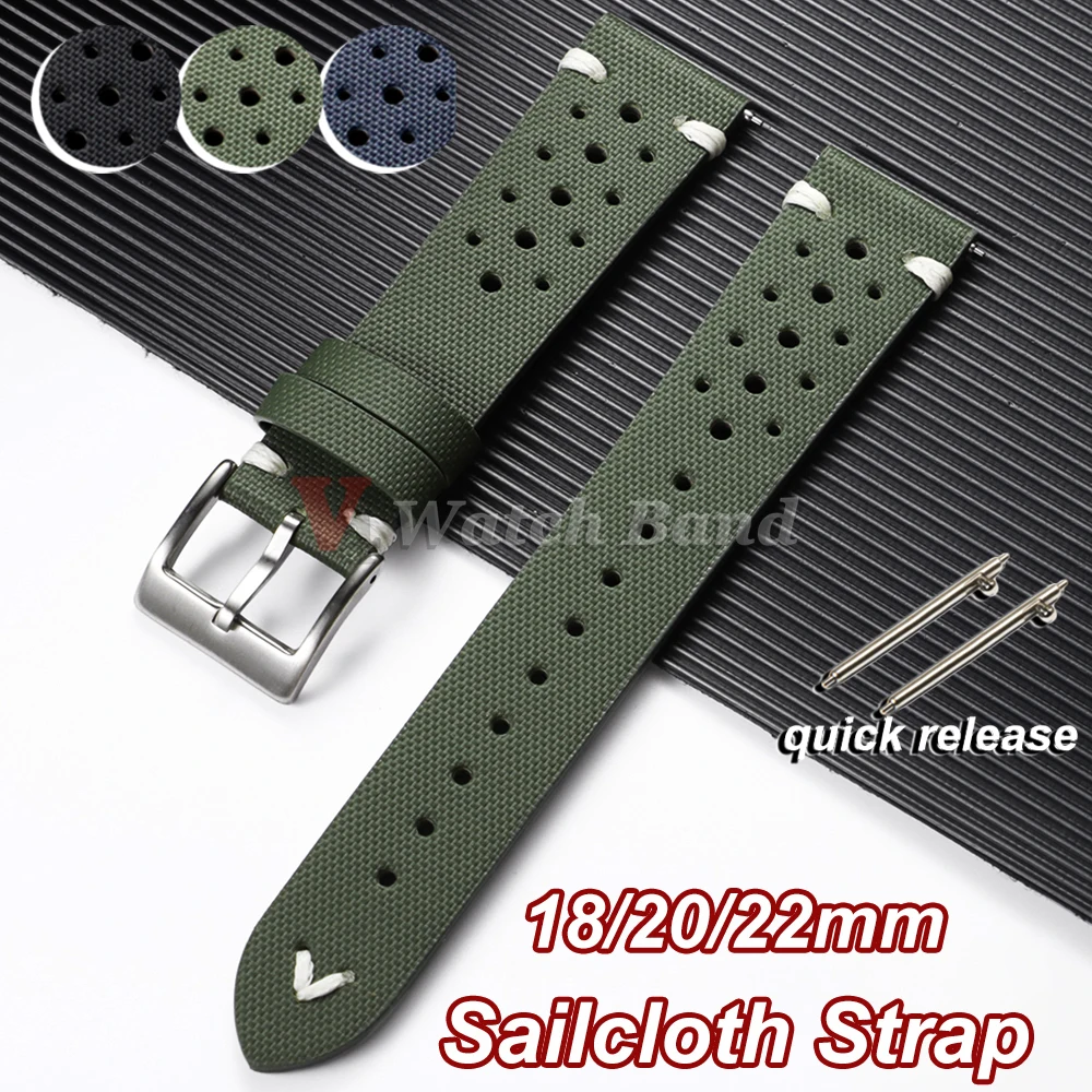 tonjett high quality multicolor nylon sailcloth watch... Premium Sailcloth Watch Strap Porous Breathable Watchband Waterproof ...
