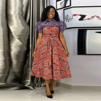 Wumi Flare Print Short-sleeved Dress