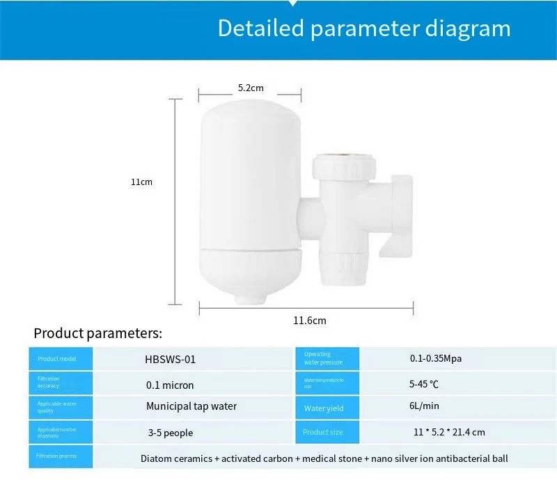 Description Picture 2 of itemTap Water Filter Washable Replacement Kitchen Faucet Long Lasting Filtro Water Purifier Tap Filter Chlorine