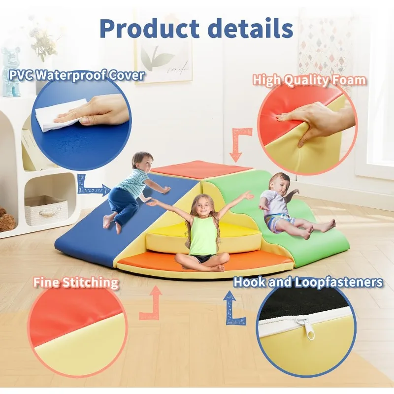 MOOITZ Foam Climbing Blocks 5 Pcs Climbing Toys for Climb Crawl and Slide Climbing Toys Indoor for Nursery Living Room Colours L 3