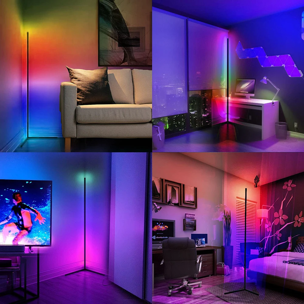 Wohnzimmer dimmbar 140cm RGB Ecke Stehlampe WiFi Smart LED Stimmung Licht Kunst Wohnkultur atmos phä rische Steh ständer Beleuchtung