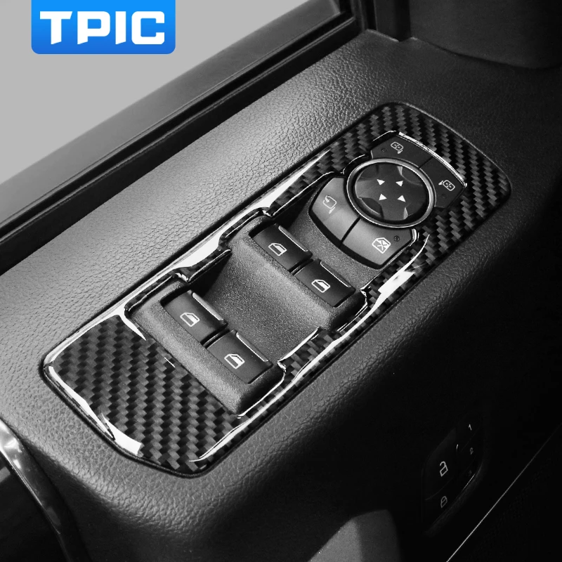 포드 F150 SVT 랩터 2015-2020 윈도우 리프터 패널 트림 스티커 4개 자동차 내부 튜닝 액세서리 LHD용 리얼 카본 파이버