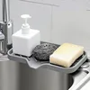 2/1pcs Sink Silicone Tray With drain Soap Sponge Storage Holder Countertop Sink Scrubber Brush Storage Rack Kitchen Organizer 2