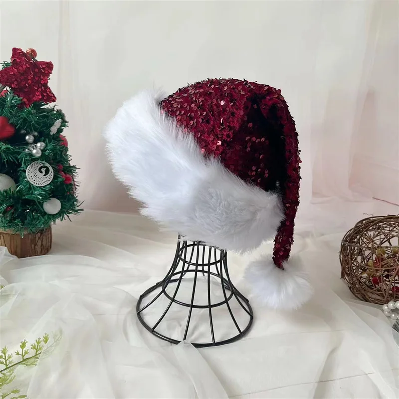 Christmas Sequin Beanie Hat for Adults