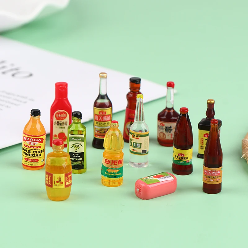 5Pcs Dollhouse Simulation Miniature Landscape Condiment Cute Miniature Dollhouse Supermarket Food Snacks Mini Cake Wine Drink 6