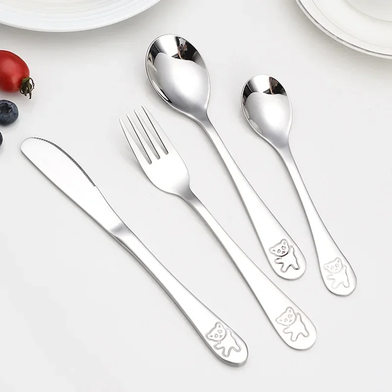 Cutlery Set Western Style Cutlery Set Stainless Steel Cutlery Set Stainless Steel Spoon Fork Table Western-Style Knife Tableware Set Feeding Baby Children Products Food