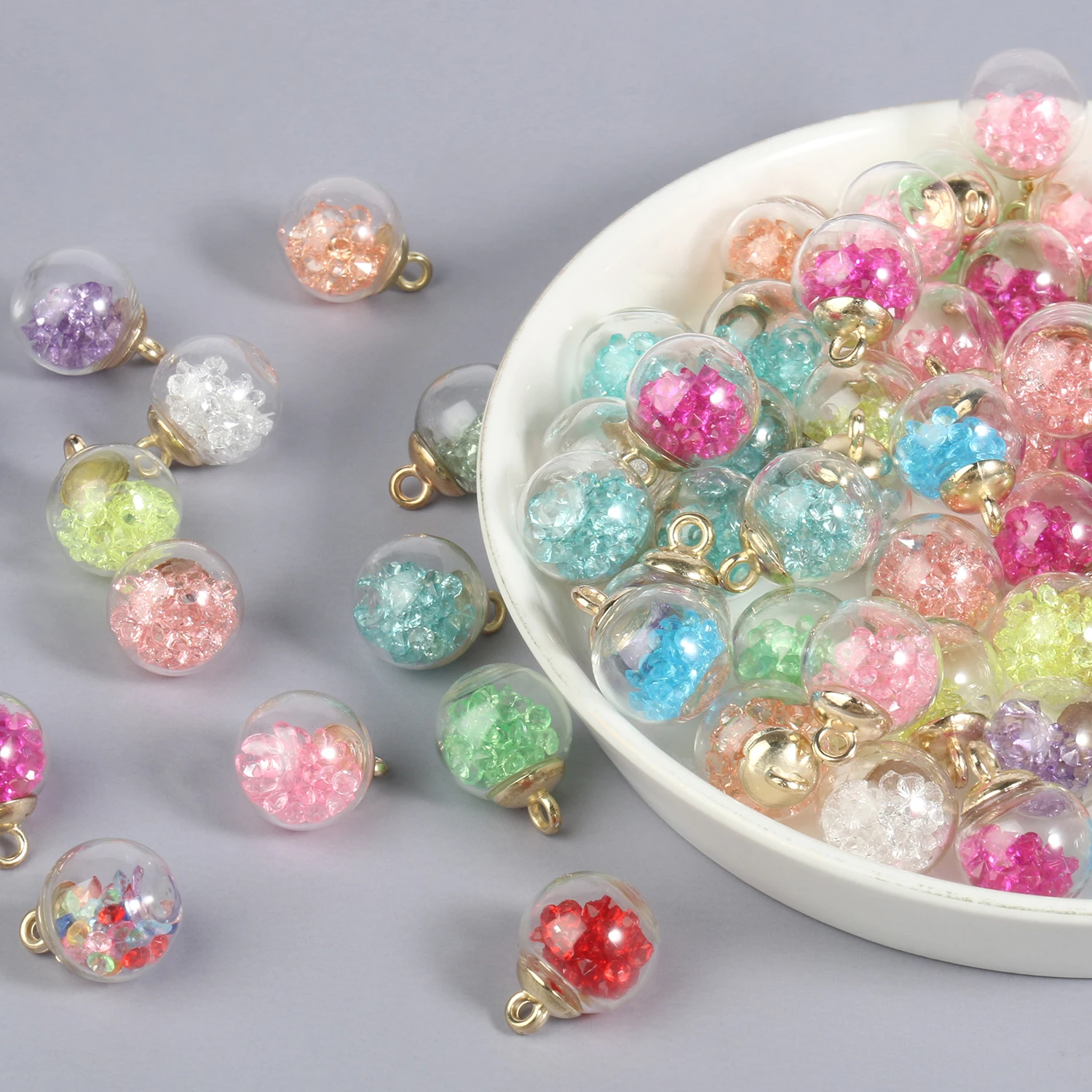 Abalorios de bola de cristal transparente de abalorios de bola de cristal de colores, para fabricación de joyas, Diy, 20 piezas _ AliExpress Mobile