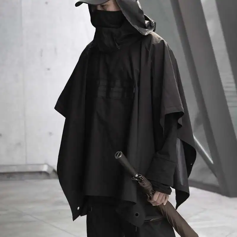 HKSH Autumn Winter New Men's Tide Dark Punk Ninja Style Windbreaker Black Coat Waterproof Jacket Streetwear Gothic Tops HK2002