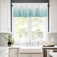 ZEDLIYU Valances for Windows Kitchen Living Room Home Decoration Small Window Valance Morocco Ombre Geometry Teal 1 Panel 2