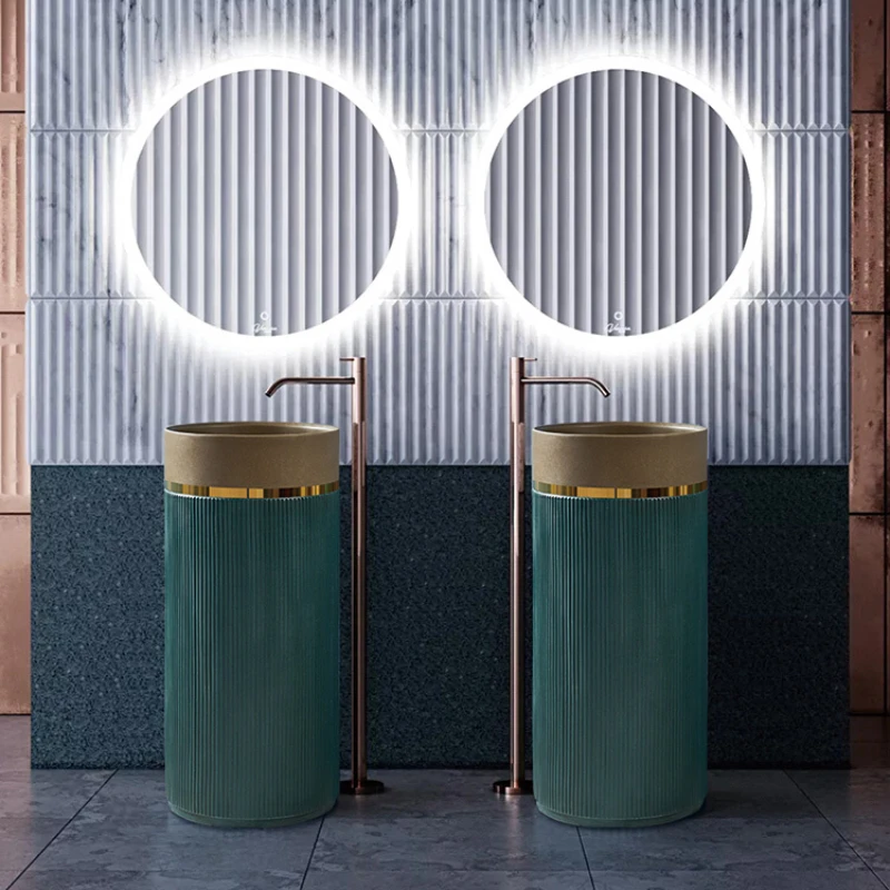 

Column basin floor standing integrated creative sink
