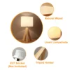LED Wooden Bedside Lamp Tripod Table Lamp Vintage White Linen Lampshade for Bedroom Living Room E27 Socket(Bulb Not Included) 3
