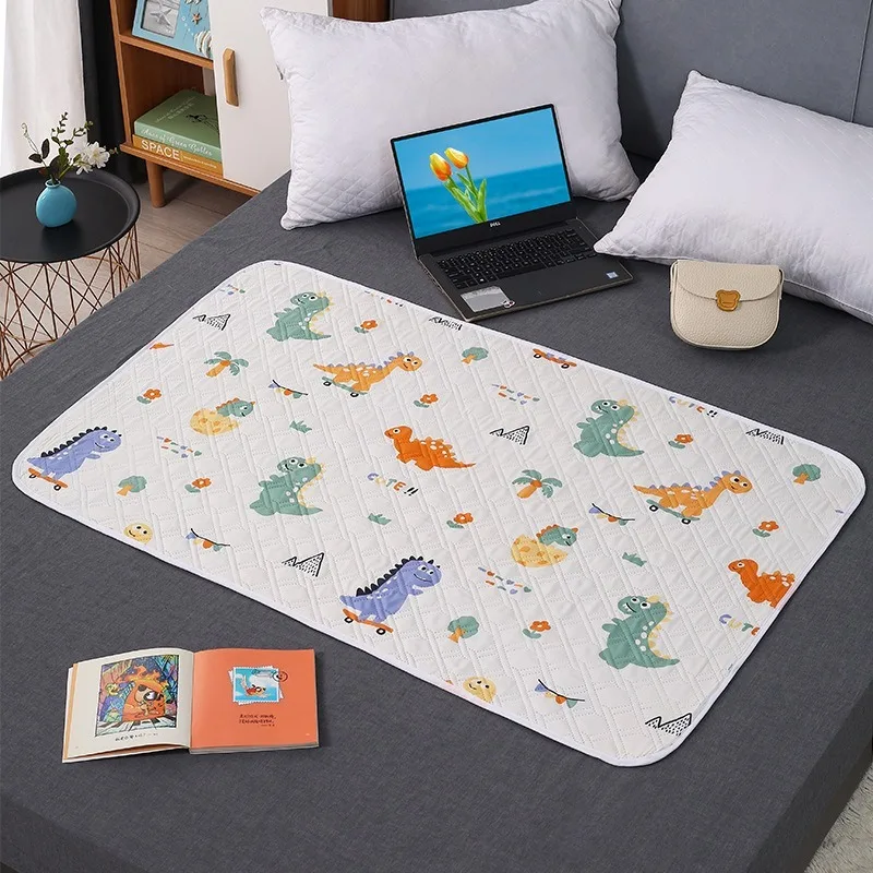 Baby Cartoon Waterproof Bed Protector Washable Pads Cotton Diaper Changing Mat Covers Dinosaur Plaid Diapering Toilet Training