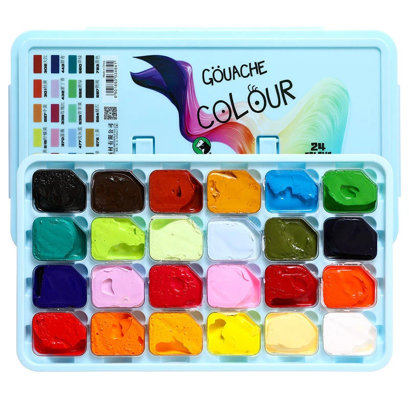 Maries 24 Color Professional Gouache Watercolor Paints Set 30ml Unique Jelly Cup Design Gouache Paint Art Supplies for Artist
