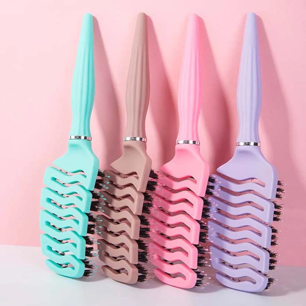 

Hair Accessories Porcine Bristle Hair Comb Scalp Massage Hair Styling Tool Rolling Curly Comb Anti Static Hairdressing