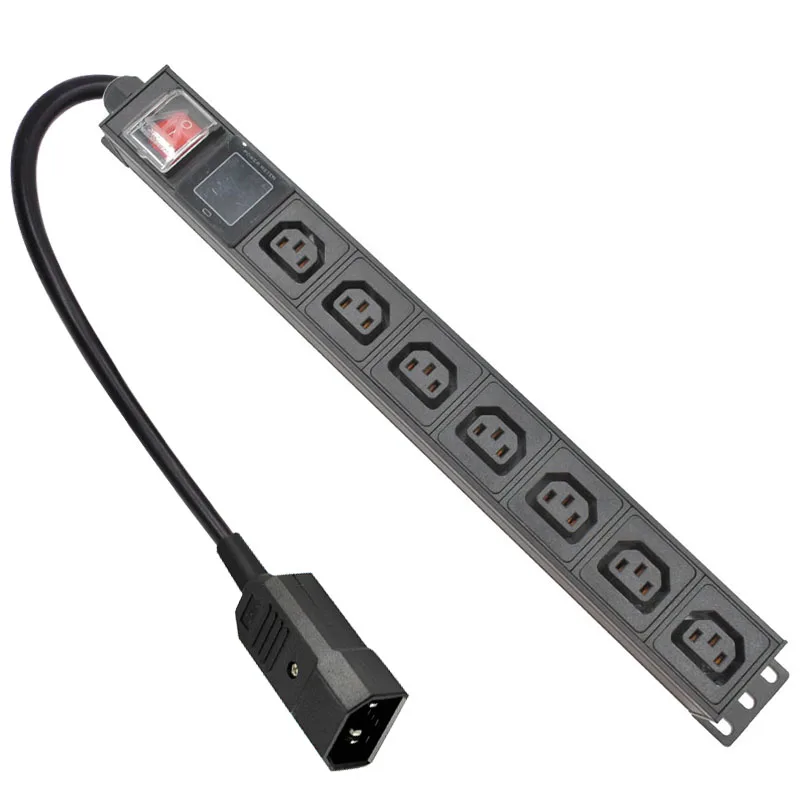 Удлинитель PDU с цифровым дисплеем, сетевой Амперметр C13 с 7 выходами, 2 м, вилка c14 для ЕС и США