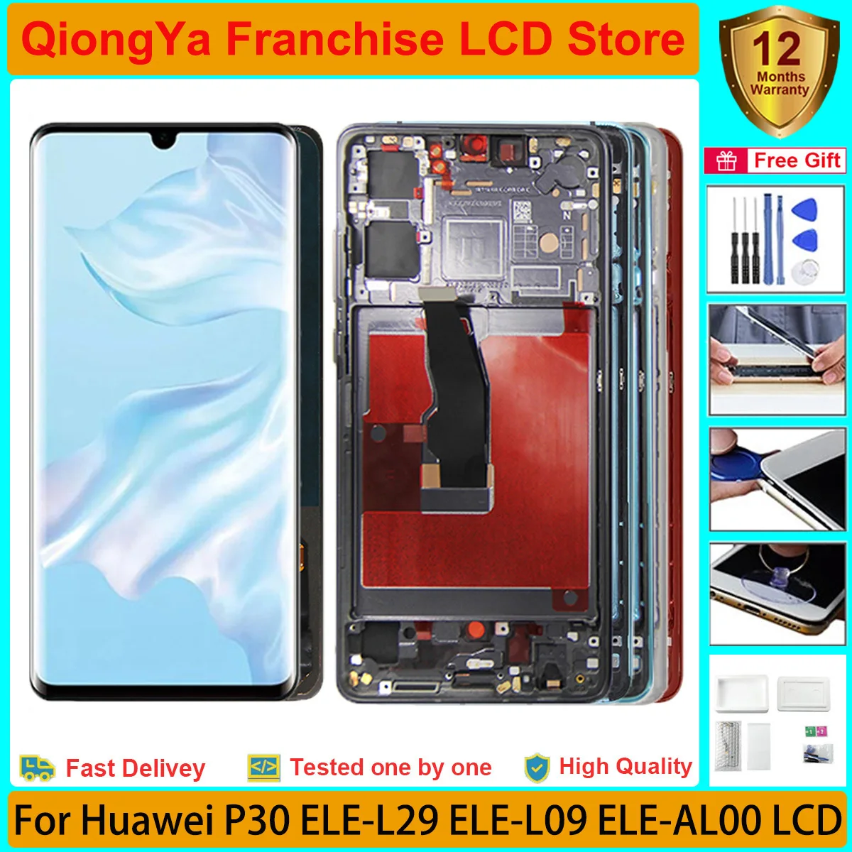 Display Originale Amoled 6.1 "P30 Per Huawei P30 Ele-L29 Ele-L09 Ele-Al00 Con Cornice Lcd E Touch Screen Digitizer Assembly Part