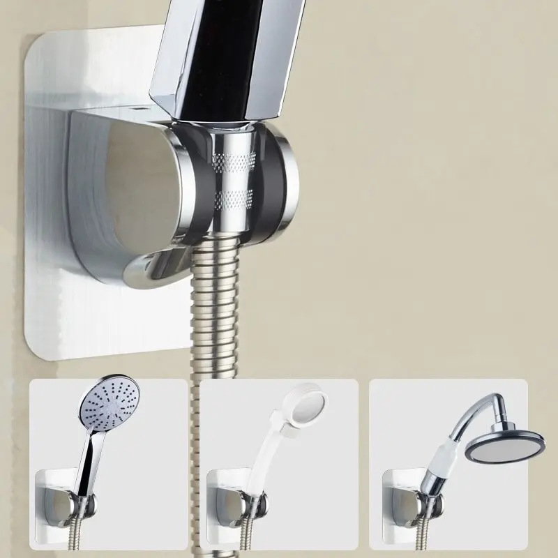 Universal Showerhead Holder Wall Mounted Punch Free Adjustable Shower Bracket Self Adhesive Bathroom Accessory