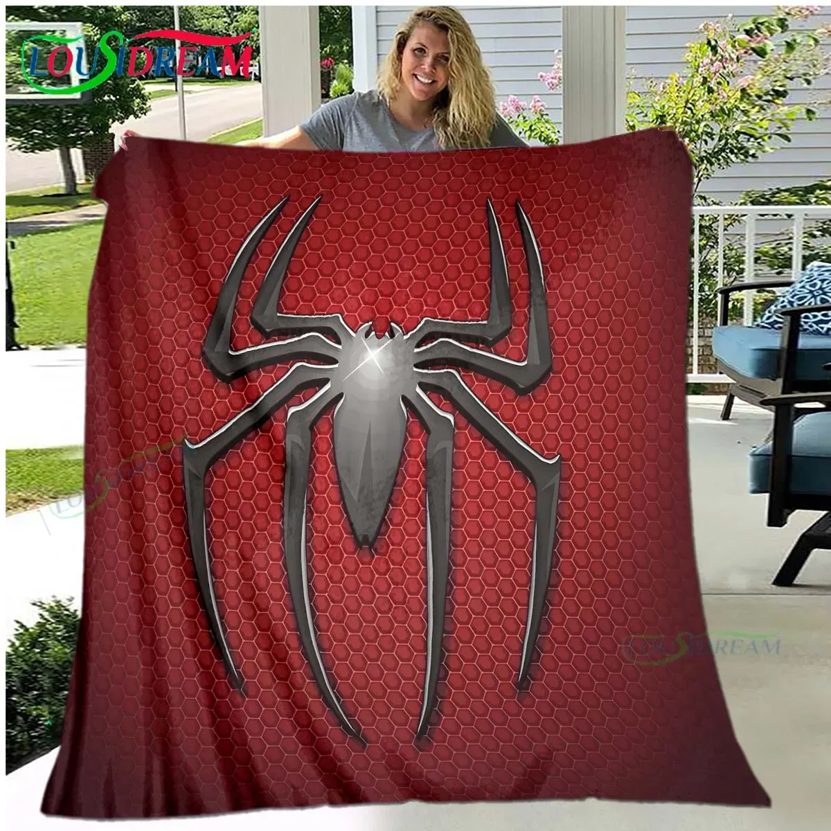 

Spider Four Seasons Blanket Sofa Cover Travel Bed Plush Blanket Travel Office Lunch Break Blanket