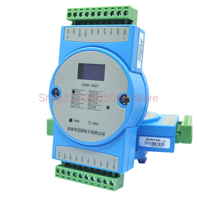 

4-channel/8-channel K-type Thermocouple Input Temperature Acquisition Module to RS485 MODBUS Isolation Transmitter DAM-4501