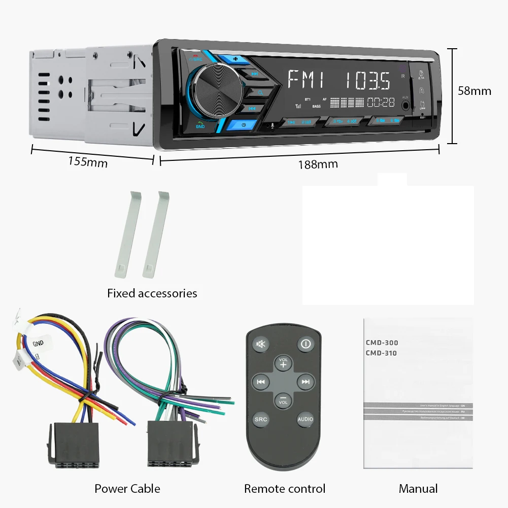 S27432d356b4841028716c62ba24e4459B Grandnavi 1Din MP3 Car Radio Audio Stereo FM Aux Input Receiver SD/USB 12V With In-dash Bluetooth Multimedia Auto Radio Player