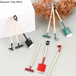 3Pcs 1:12 Scale Dollhouse Miniature Iron Rake Shovel Hoe And Pitchfork Farming Tools Fairy Garden Accessories Furniture Toys