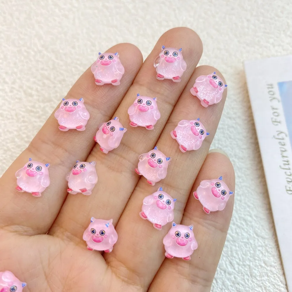50Pcs New Cute Resin Mini Cartoon Animal Green Ghost Series Flat Back Manicure Parts Embellishments For Hair Bows Accessories 5