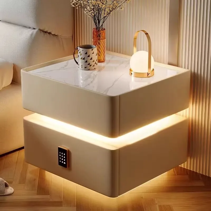 

Intelligence Modern Nightstands Drawers Luxury Lock Simple Bedside Table Nordic Storage Table De Chevet Furniture Living Room